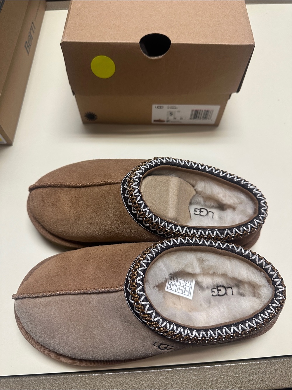 FADED But New!!UGG Womens Tasman Chestnut Suede Sheepskin Slippers